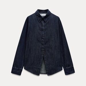 Dark DENIM OPEN SHIRT Button-Up Shirt